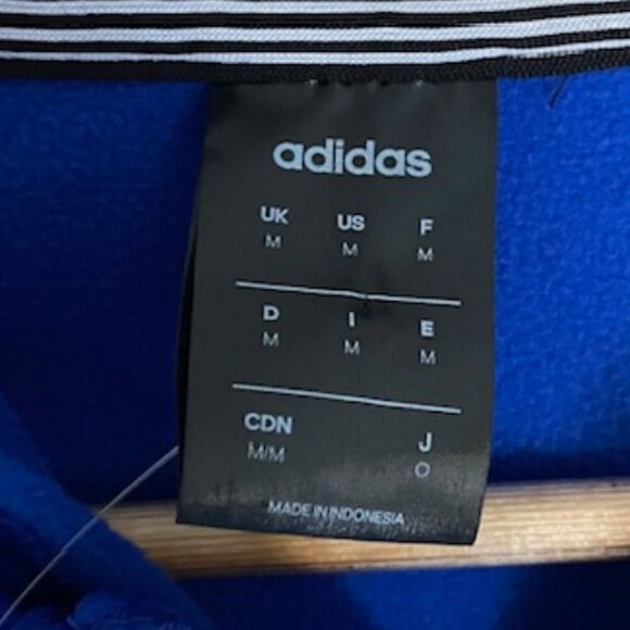 NWT Adidas Blue Tech Full Zip Fleece Hoodie Sweatshirt Medium - Picture 3 of 5